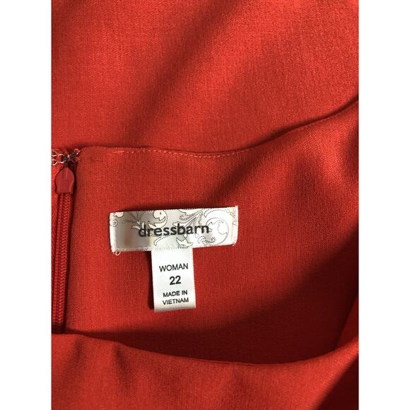 Dressbarn Woman Dress Plus 22 Fluter Sleeve Boho Preppy Boat Neck Zipper Red - Picture 5 of 7